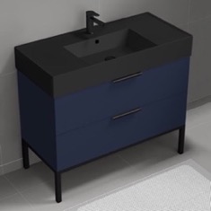 Modern Bathroom Vanity, Blue, 40 inch, Free Standing